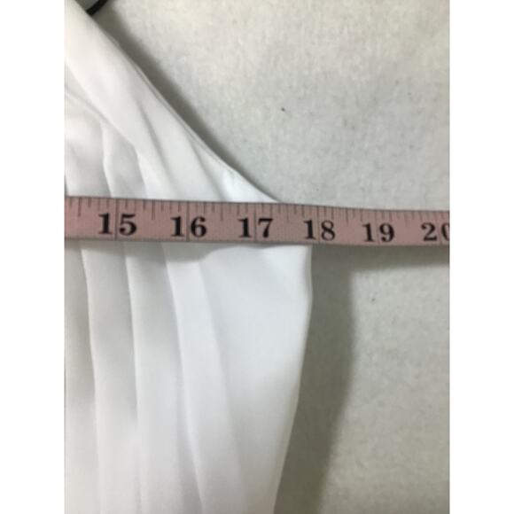 FORMAL SZ 12 L White Halter Cutout Pleated Bridal Party Maxi Dress NWT B42 flaw - Picture 7 of 9